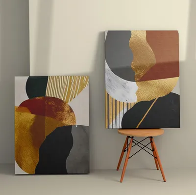Produktbild von Wallity, 2KNV4385 - 70 x 100, Dekoratives Leinwandgemälde (2 Stück), Mehrfarbig, 100 % LEINWAND, 70 x 100 cm