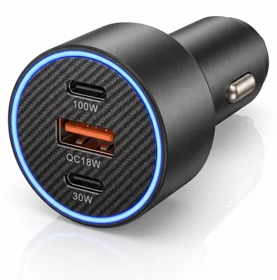 USB-C Autolader 130 W, 3 Ports, PD 100 W, PPS 45 W, QC 3.0