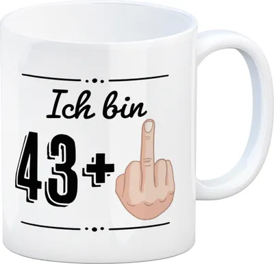 Produktbild von Witziger Kaffeebecher für den 44. Geburtstag mit Motiv: Mittelfinger