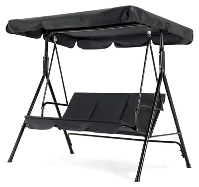 Produktbild von 3-Sitzer Hollywoodschaukel mit Verstellbarem Sonnendach, Gartenschaukel, Wetterfeste Schaukelbank, Gartenliege, 114 x 170 x 155 cm, Grau