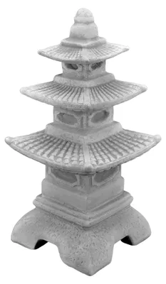Produktbild von Pagodenförmige Steinlampe, japanische Steinlaterne, H. 46 cm, 14 kg, frostbeständig aus Steinguss für den Außenbereich (Grau)