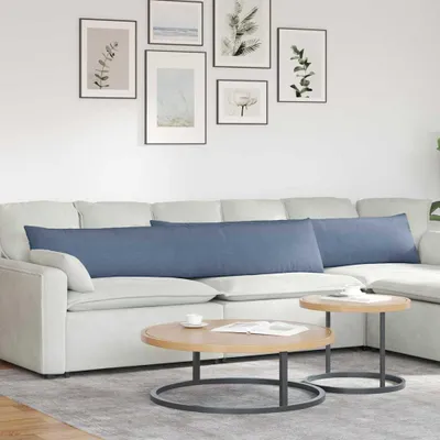 Immagine prodotto di vidaXL Cuscino per divano 2 pezzi blu 200 x 40 cm in tessuto a coste