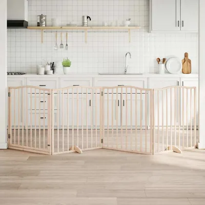 Produktbild von "im Angebot" 4-tlg. Hundetor mit Tür Faltbar 320 cm Pappelholz - Sonstiges Hundezubehör CC16055