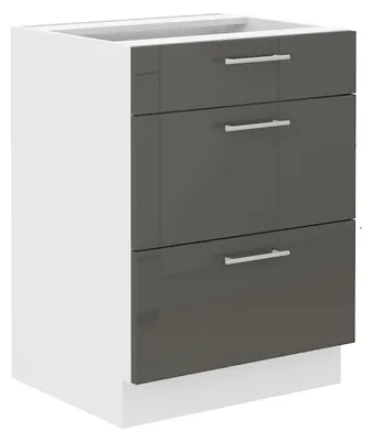 Produktbild von Unterschrank 60 Lara Grau Hochglanz Küchenzeile Küchenblock Küche Soft-Close