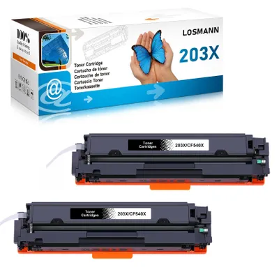 Immagine prodotto di Toner compatibili LOSMANN 203X per HP 203X CF540X e 203A CF540A, adatti per le stampanti HP Color LaserJet Pro MFP M281fdw, MFP M280nw, MFP M281cdw, MFP M281fdn e HP Color LaserJet Pro M254dw, M254dn, M254nw (nero, confezione da 2)