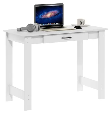 Schreibtisch mit Schublade, Holzwerkstoff, weiß, 99,57 cm breit