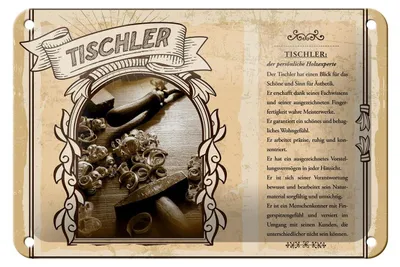 Produktbild von Blechschild Berufe Tischler Holzexperte Menschenkenner 18x12cm Schild
