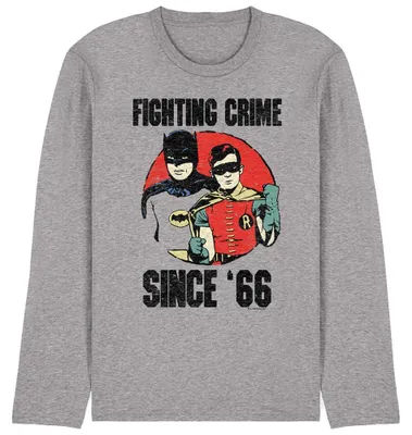 Image de T-shirt "Batman - Since 66" pour hommes/femmes, coupe unie, manches longues, modèle TV41419 (taille L), couleur "Heather" (gris chiné)