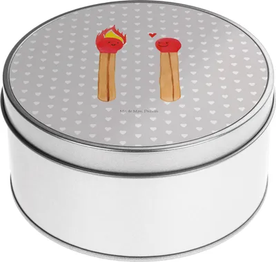 Produktbild von Mr. & Mrs. Panda Erinnerungsbox Streichhölzer - Grau Pastell - Geschenk, keksdosen, Metalldose, Heiraten, Vorratsdosen, Kaffeedose, Dose, Liebesbeweis, Liebesgeschenk