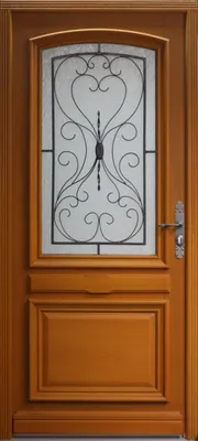 Image de Porte d'entree Bois vitree, Curcuma (Canaries 7), H215 x L90 p.gauche + Poignee, Barillet Et Bouton (ref : IN158RPL2 - IN303NEW)