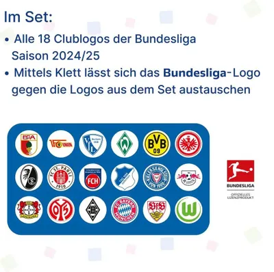 Image de Scout Klettie accessoires pour cartables Clublogos Set 18 pièces Saison 2024 / 2025 Bundesliga multicolore