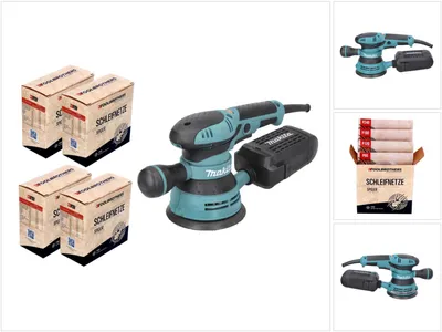 Produktbild von Makita BO 5041 Exzenterschleifer / Schleifmaschine 300 W 125 mm + 4x Toolbrothers SPIDER Netzschleifmittel Set