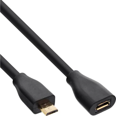 Zdjęcie produktu dla InLine 32750P, 5 m, Micro-USB B, Micro-USB B, USB 2.0, Męska/Żeńska, Czarny