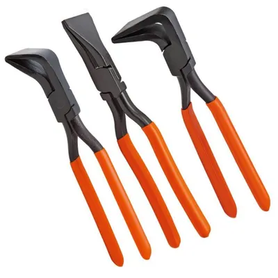 Obrázok produktu pre Sada 3 kusov: kliešte na plech, kliešte na odrezávanie plechu, kliešte na ohýbanie plechu. Materiál: uhlíková oceľ. Hrúbka plechu: 1 mm