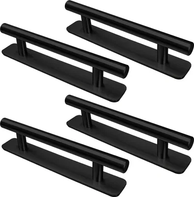 Immagine prodotto di Maniglie per mobili in acciaio inox nero - 4 pezzi - senza foratura - 128 mm