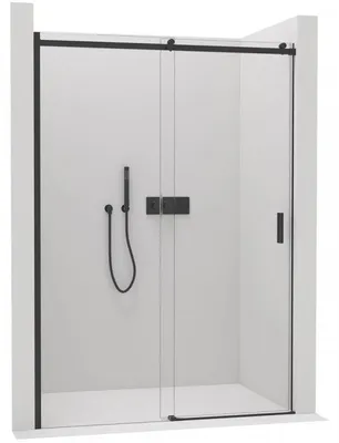 Obrázok produktu pre CERANO – Posuvné sprchové dvere Santoro L/P – 8 mm – matná čierna, priehľadné sklo – 130 × 195 cm