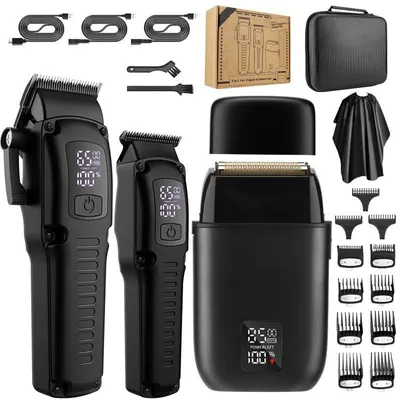Produktbild von ZELURXX Professionelles Haarschneider-Set, Elektrischer Haarschneider, Mehrere Geschwindigkeiten, Abnehmbarer Klingenkopf, LCD-Display