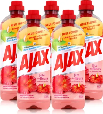 Produktbild von Ajax Allzweckreiniger Hibiskusblütenduft 1L - 100% Reinigungskraft (5er Pack)