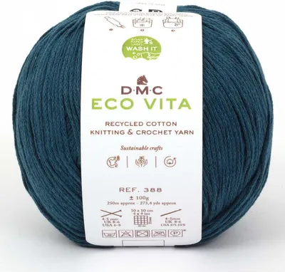 Immagine prodotto di DMC Eco Vita: filo di cotone riciclato, prodotto con l'80% di cotone riciclato e il 20% di altre fibre, numero 388 (colore 8)