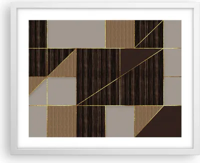 Produktbild von Gerahmtes Poster - Weißer Rahmen - Rechtecke Quadrate Braun - 50x40 cm - Wand Bild - Wanddeko - Wandbilder - Kunstposter - Wandposter - Bilderrahmen - Bilder - Kunstdruck - P2WAA50x40-4610