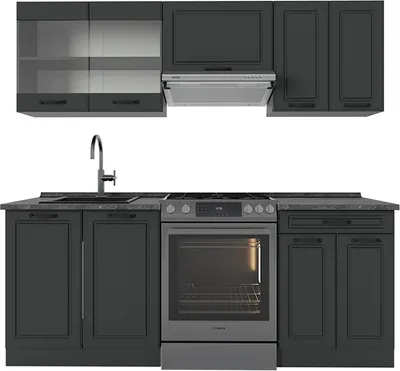 Produktbild von Küchenzeile Vicco R-Line Anthrazit Landhaus/Anthrazit 200 cm , AP Anthrazit, Model 54067