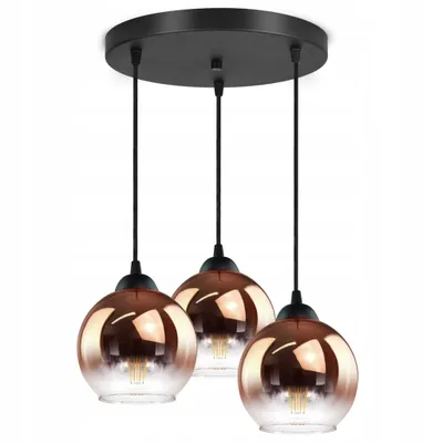 Zdjęcie produktu dla LUXOLAR - Lampa wisząca 3 płomienie szklany klosz miedziano-przezroczysty, lampa sufitowa E27 60W do salonu, kuchni