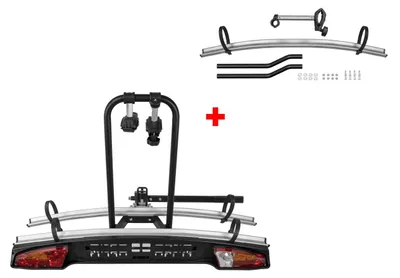 Image de Menabo Merak Rapid Plus | Porte-vélos arrière pour 3 vélos, compatible avec les attelages - Aluminium