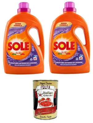Produktbild von Sole Lavender Natural Freshness Waschmaschinenwaschmittel 41 Wäschen 2x 1.845 L + Italian Gourmet Polpa 400g