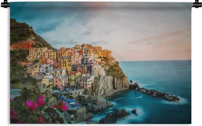 Produktbild von MuchoWow® Wandteppich Wandbehang Die authentischen Häuser auf dem Berg und das blaue Wasser der Cinque Terre 150x100 cm Tapisserie Dekoration Wandtuch - Waschbar - Tapisserien - Wand-Decke