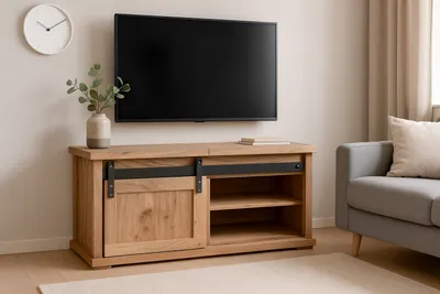 Produktbild von Truhe 76x51x45 cm Couchtisch Akazienholz massiv natur gusseiserne Elemente LIAN I