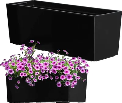 Produktbild von KADAX Blumentopf mit Einsatz "Fontana", 56 cm, Blumenkübel Outdoor, Glattemuster, Schwarz