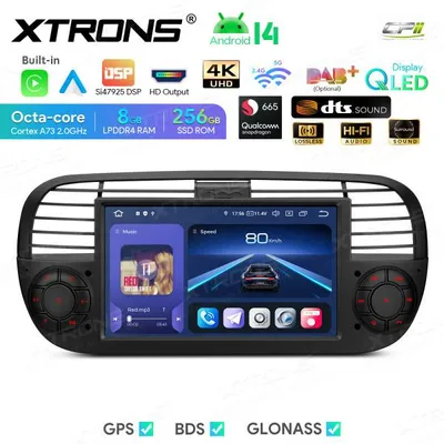Produktbild von Xtrons IQ7450FLBP Android Autoradio Fiat 500 7 Zoll Navigation Android 14