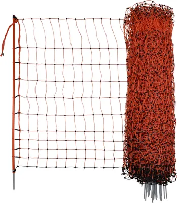 Immagine prodotto di Kerbl Geflügelnetz (E-fähig, 50m x 106cm, 15 Pfähle, Hühner/Gänse) orange 292270