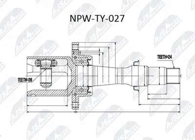 Produktbild von NTY Gelenksatz Antriebswelle Getriebeseitig Vorne Rechts für TOYOTA AVENSIS Kombi (T25) NPW-TY-027