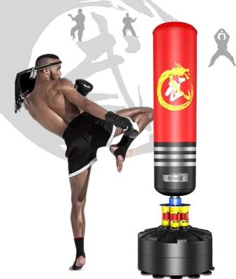 Produktbild von Dripex Boxsack Erwachsene Freistehender Standboxsack MMA Boxpartner Boxing Trainer Heavy Duty Boxsack mit Saugfuß-Rot