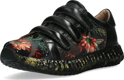 Produktbild von Laura Vita Damen Sneaker mit Blumenmuster Plateau und Klettverschluss Burton 42, Größe:37 EU, Farbe:Schwarz