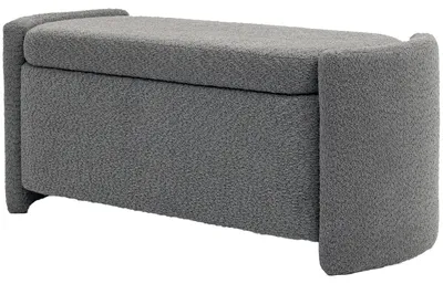 Immagine prodotto di Panca HOMCOM, panca da letto con spazio contenitore, panca imbottita con coperchio, aspetto velluto, grigia
