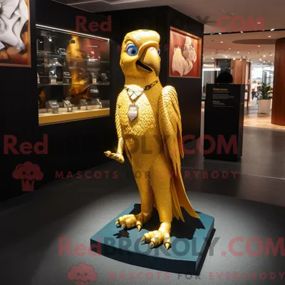 Produktbild von Maskottchenkostüm REDBROKOLY Goldener Papagei mit Schlagjeans und Manschettenknöpfen