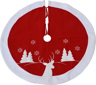 Produktbild von Weihnachtsbaumdecke 90cm mit Hirsch Motiv Rot