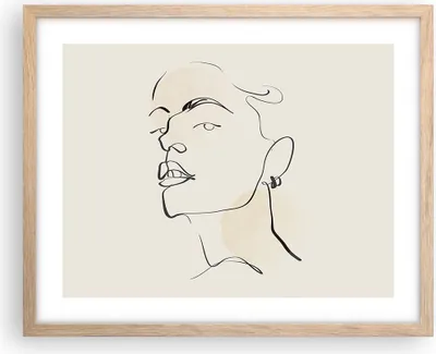 Produktbild von Gerahmtes Poster - Rahmen in heller Eiche - Minimalismus Porträt Linie - 50x40 cm - Wand Bild - Wanddeko - Wandbilder - Kunstposter - Wandposter - Bilderrahmen - Bilder - Kunstdruck - P2NAA50x40-4815