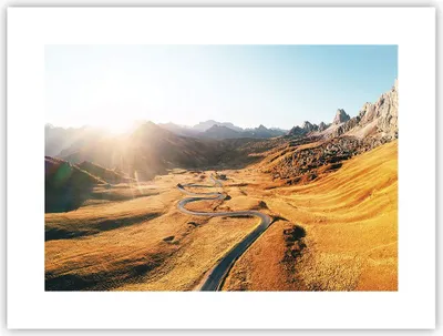 Produktbild von Poster - Poster ohne Rahmen - Sonne Berge Weg - 40x30 cm - Wand Bild - Wanddeko - Wandbilder - Kunstposter - Wandposter - Bilder - Kunstdruck - Wanddekoration - Wandbild - P2XAA40x30-4836