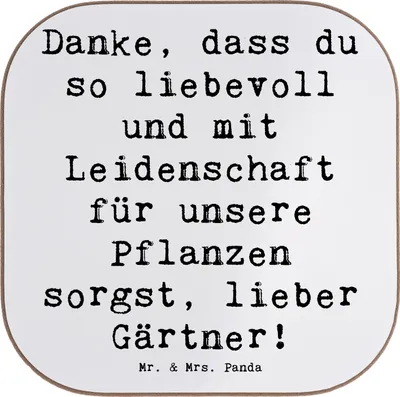 Produktbild von Mr. & Mrs. Panda Untersetzer für Gläser Spruch Lieber Gärtner - Weiß - Geschenk, Tischuntersetzer, Tassen, Tassenuntersetzer, gläseruntersetzer, Bedanken, Betreuung