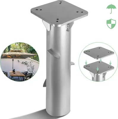Produktbild von Jiubiaz 16cm Sonnenschirmständer Silber Gartenschirm Universal Bodenplatte Sonnenschirm