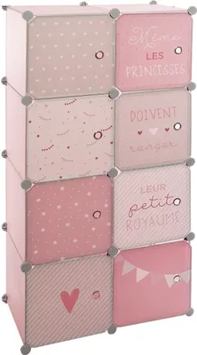Produktbild von Kinder Aufbewahrungsboxen "Kleiderschrank" - rosa 65x125cm - Atmosphera créateur d'intérieur