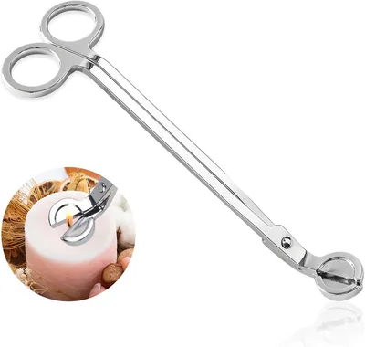 Produktbild von Kerzen-Dochtbeschneider, Edelstahl, Kerzen-Docht-Schneidegerät, Docht-Schere, Matte, Schwarz (Silber)