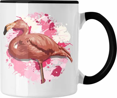 Produktbild von Trendation - Flamingo Tasse Geschenk Grafik Geschenkidee Tiere Frauen Lustige Grafik (Schwarz)
