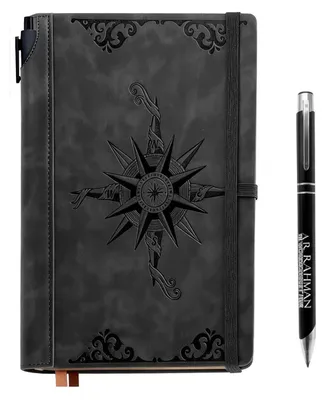 Immagine prodotto di Quaderno in pelle formato A5 con penna, 200 pagine, design vintage, colore nero