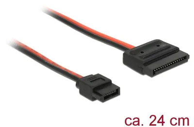 Produktbild von DeLOCK 84857, 0,24 m, SATA 15-Pin, SATA 6-polig Slimline, Männlich, Männlich, Gerade
