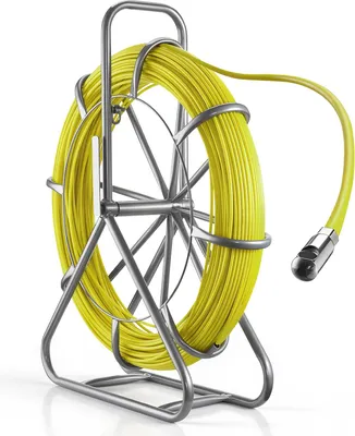 Produktbild von VEVOR Fiberglas Kabel Rad 152 m Ø6,3mm Glasfaserstab, Fischband mit Ständer, Kabeleinziehhilfe mit Markierungen, Kabeleinfädler, Kabelzieher für Wände & Elektroinstallationsrohre, Nichtleitend