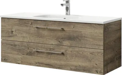 Produktbild von Pelipal Badmöbel-Set Sunline 121 BxHxT 121 x 50 x 46 cm Frontfarbe Eiche ribbeck mit Mineralguss-Waschtisch und Waschtis